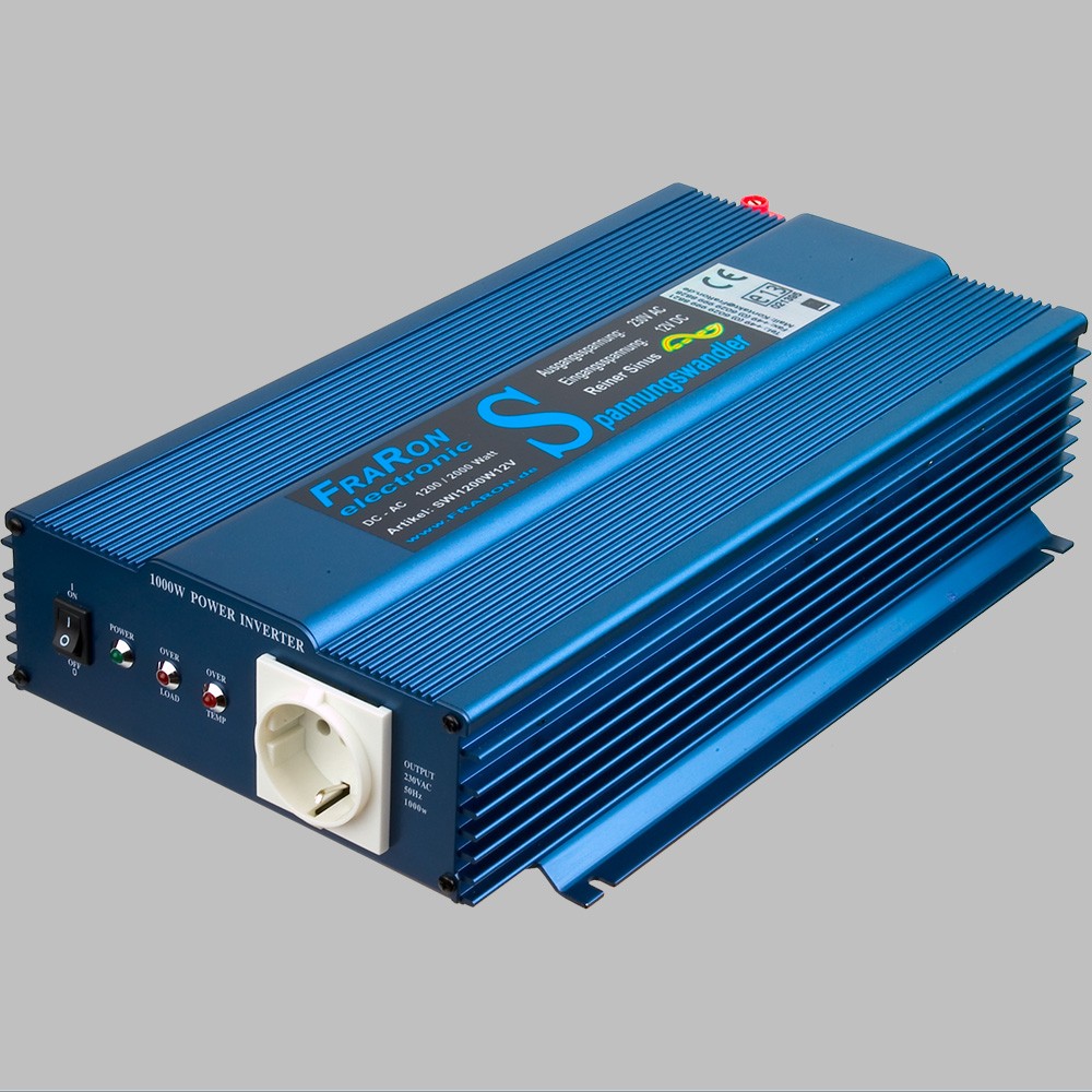 Wechselrichter reiner Sinus 1200 Watt 12V mit FI-Schalter ...